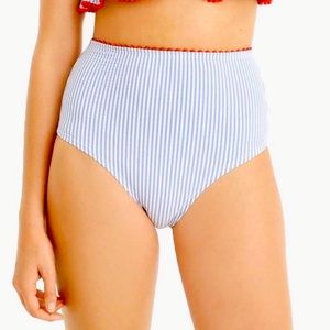 J. Crew Blue and White Retro High-Waisted Bikini